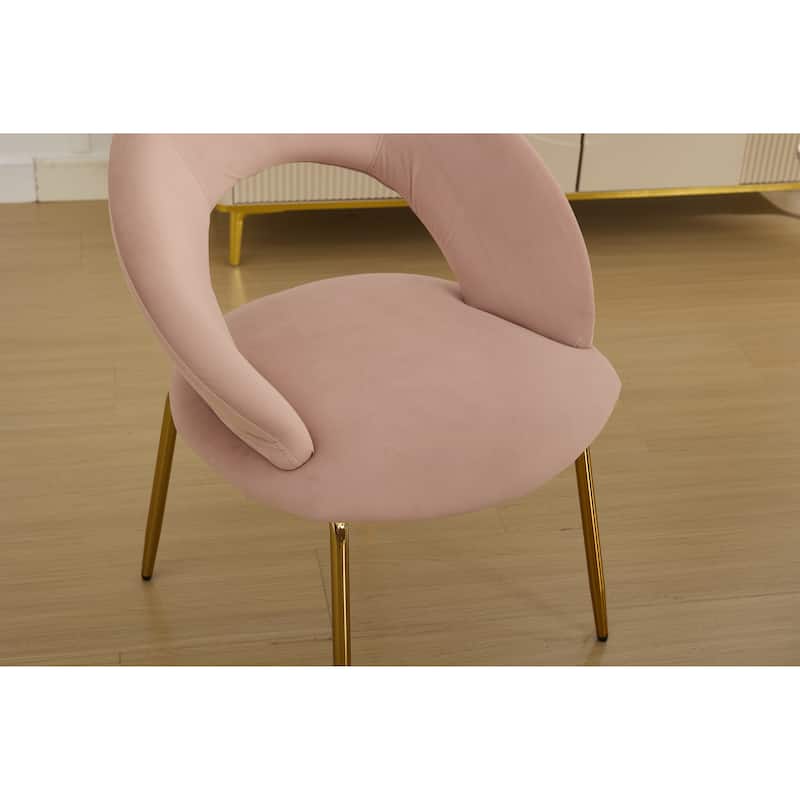 Velvet Dining Accent Chairs with Curved Backrest and Gold Metal Legs - 250lb Capacity