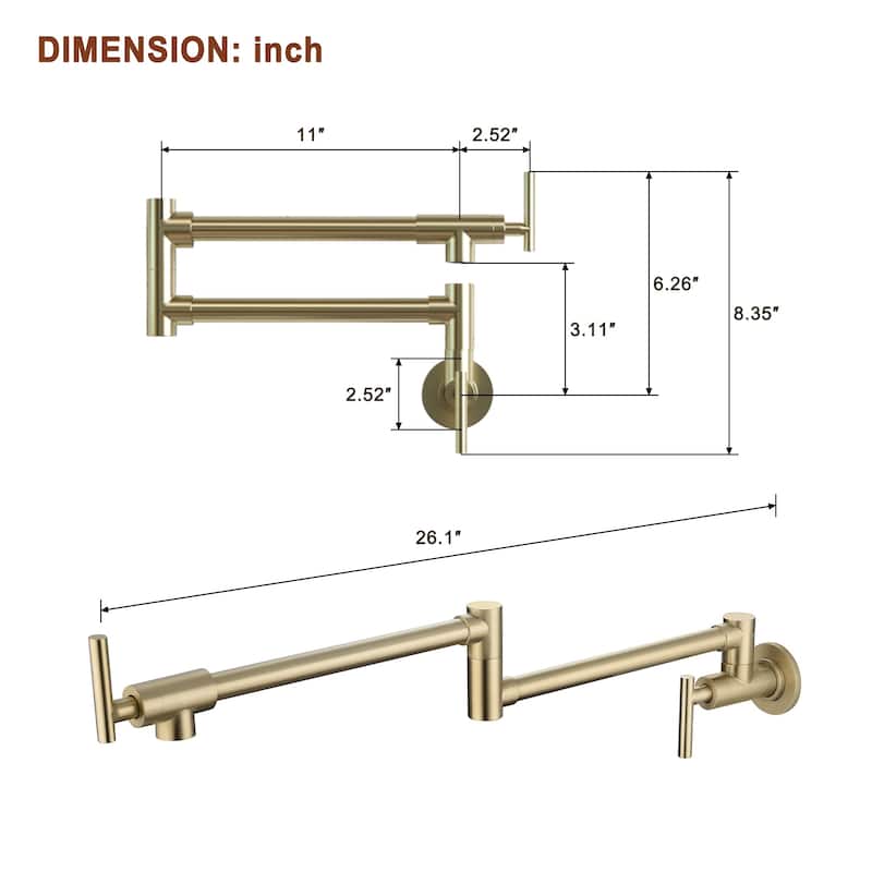 Retro Handles Wall Mount Kitchen Faucet