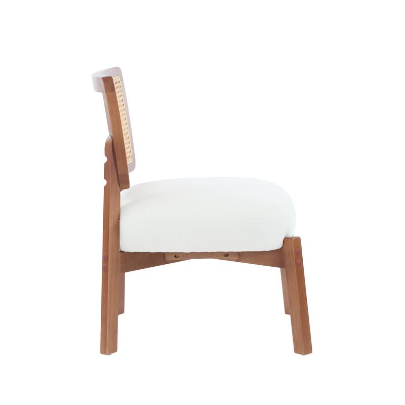 Woven Backrest Lounge Chairs (Set of 2）with Sturdy Wooden Frames, Polyester Upholstered Seats, and Minimalist Design