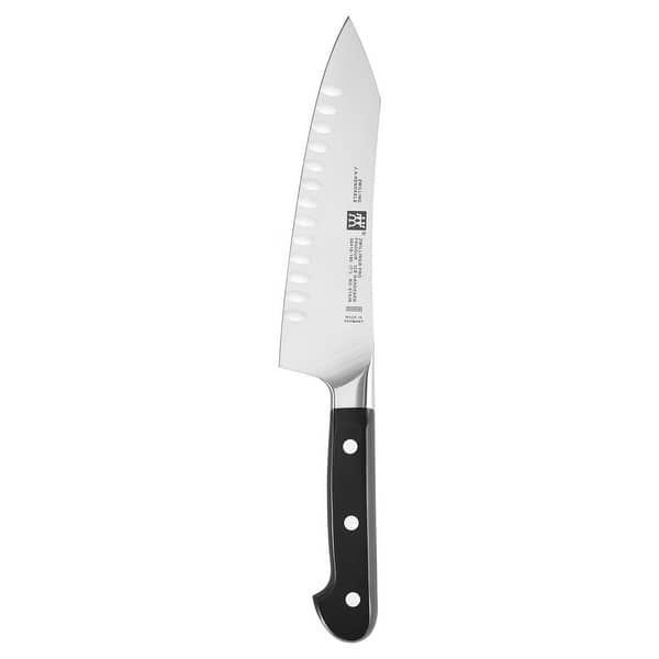 slide 2 of 13, ZWILLING Pro Hollow Edge Rocking Santoku Knife 7-inch