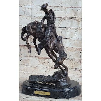 Outlaw By Frederic Remington Western Bronze Statue Sculpture Cowboy Horse 10 Inches X 9 Inches
