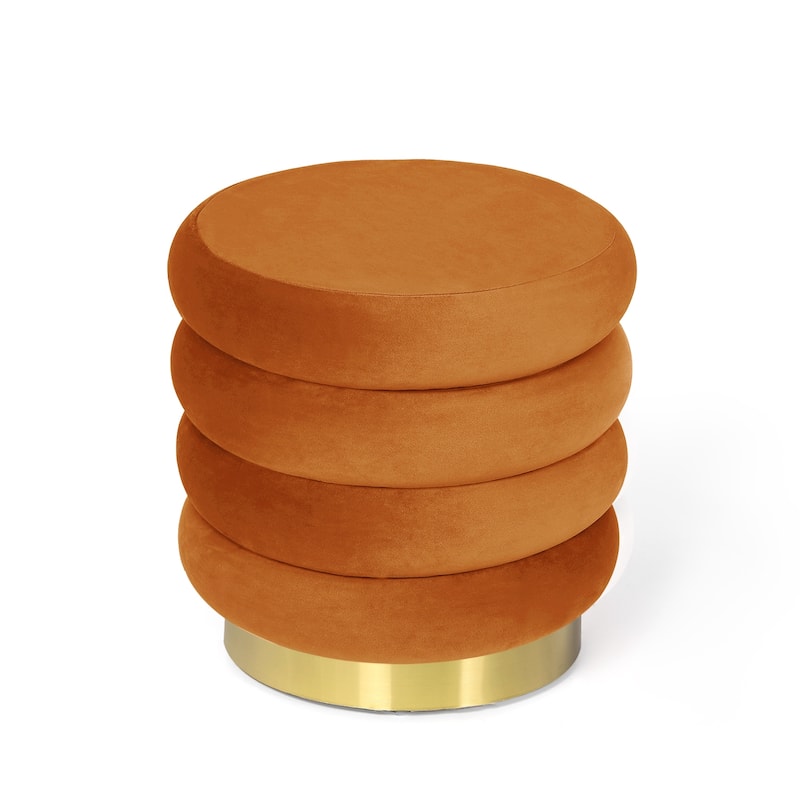 Adeco Round Velvet Ottoman Upholstered Foot Stool