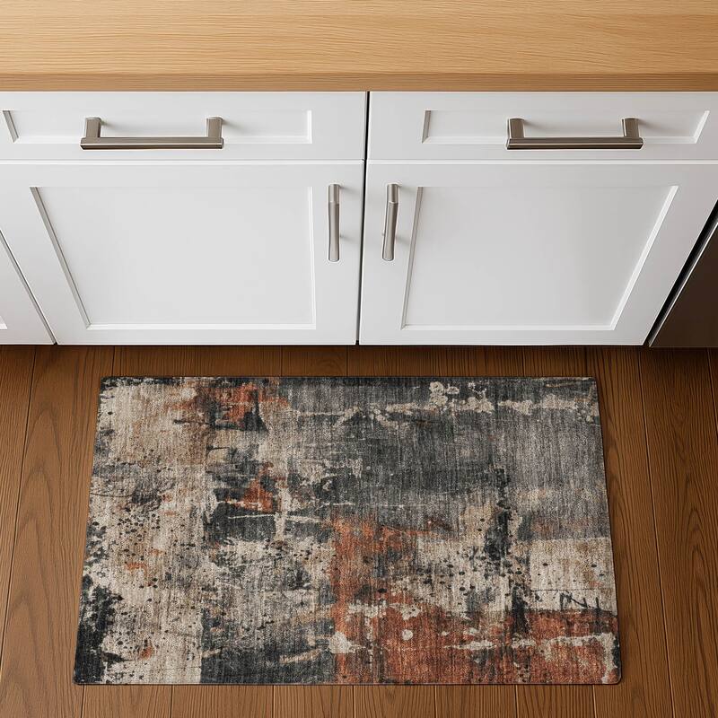 Premium Washable Super Soft Abstract Modern Mayfield Rug - 1'8" x 2'6" - Taupe