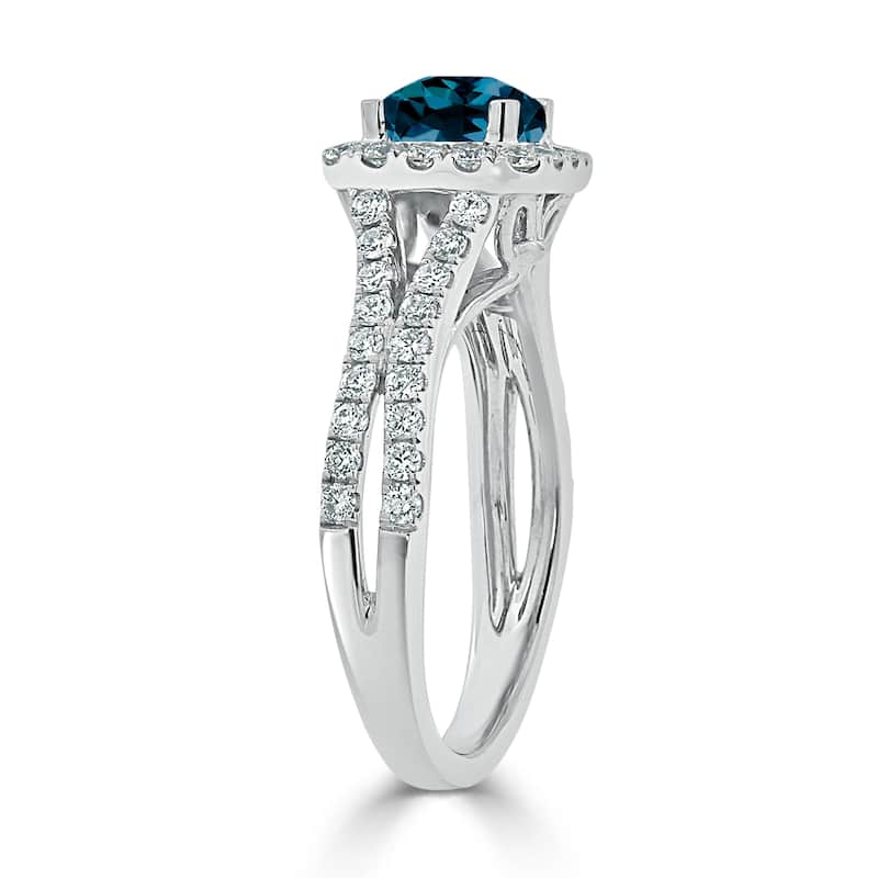 Auriya 9/10ct Cushion-cut London Blue Topaz Halo Diamond Engagement Ring 5/8ctw 14k Gold
