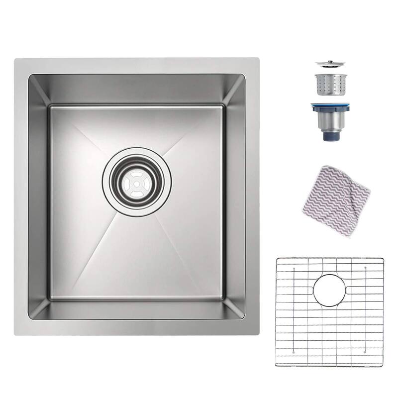 Undermount Single Bowl Stainless Steel Kitchen Sink 16 gauge-ALL SIZE - 15INCH-15L*17W*9D