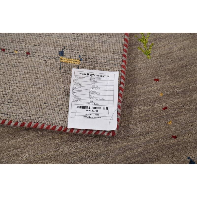 Gabbeh Indian Accent Rug Handmade Contemporary Wool Carpet - 2'7"x 4'9"