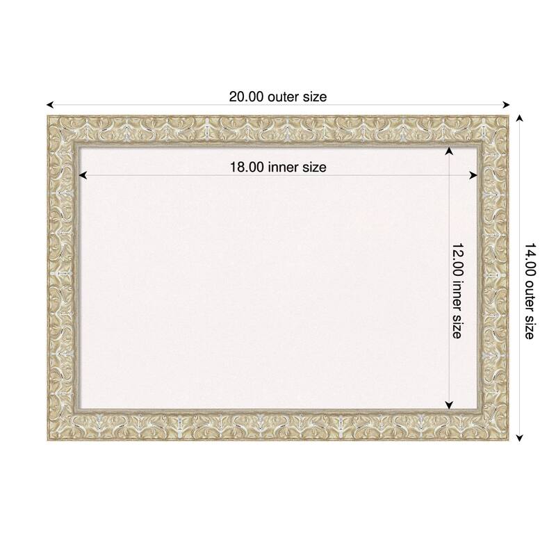 Lila Silver Wood Framed Cork Board - Bulletin Board, Organization Board, Pin Board - White - 20 x 14 in