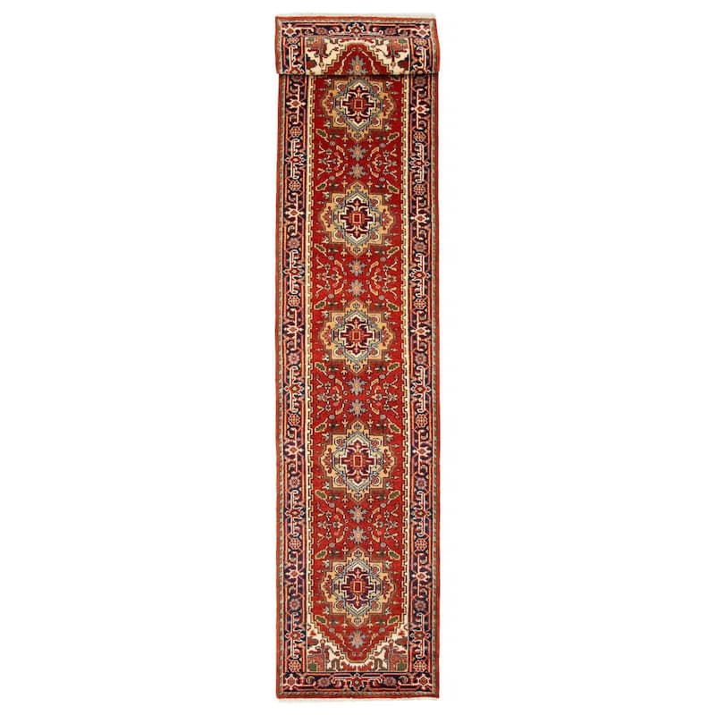 ECARPETGALLERY Hand-knotted Serapi Heritage Red Wool Rug - 2'8 x 18'0 - Red - 2'8 x 18'0