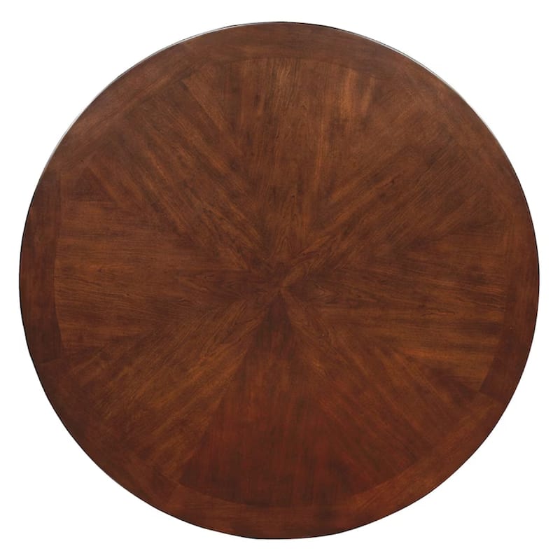 Round Wooden Dining Table with Pedestal Base, Brown