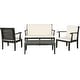preview thumbnail 6 of 6, SAFAVIEH Outdoor Living Fresno Ash Grey Acacia Wood 4-piece Beige Cushion Patio Set