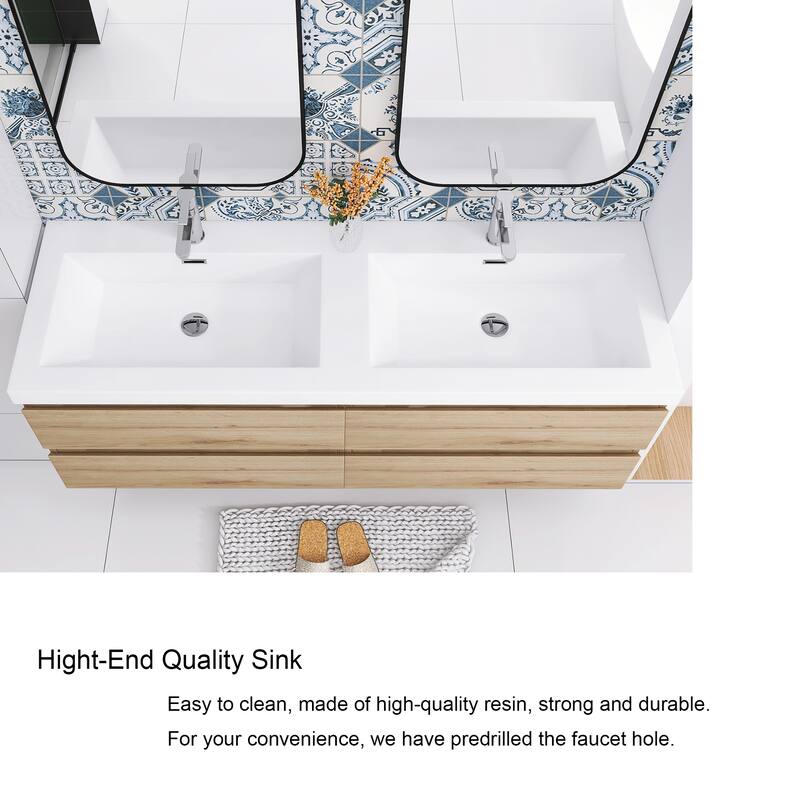 Floating Bathroom Vanity with two Resin Top