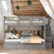 preview thumbnail 2 of 40, Modern Full Over Full Bunk Bed With Twin size Trundle,Storage and Guard Rail,Solid Construction