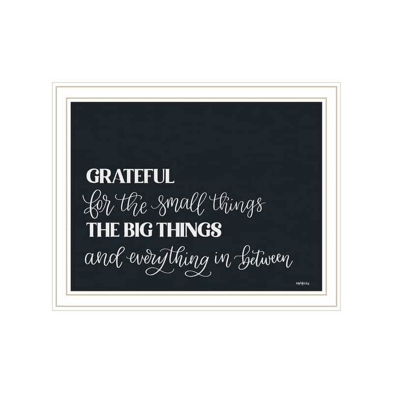 TrendyDecor4U "Grateful For Everything" Framed Print Wall Art - White