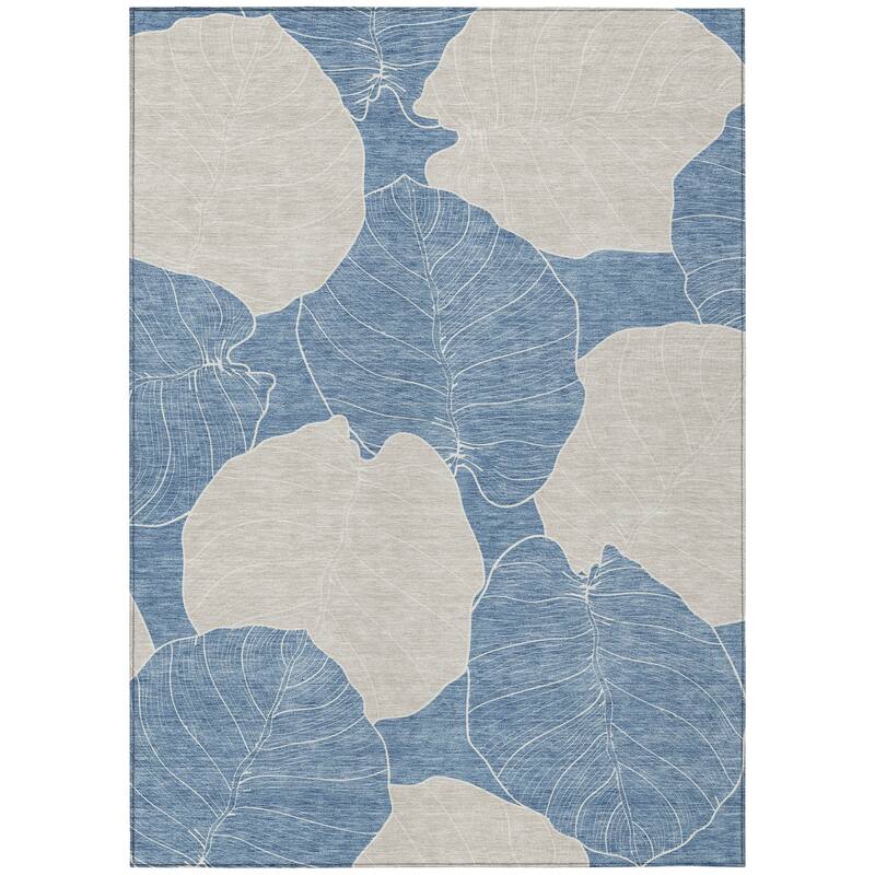 Machine Washable Indoor/ Outdoor Tropical Floral Chantille Rug