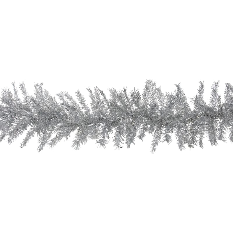 Metallic Tinsel Artificial Christmas Garland - 9' x 12" - Silver - Unlit