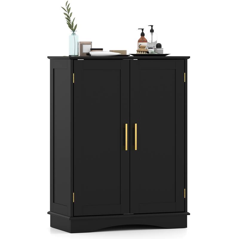 Costway Floor Storage Cabinet Modern Storage Organizer with Adjustable - See Details - Black
