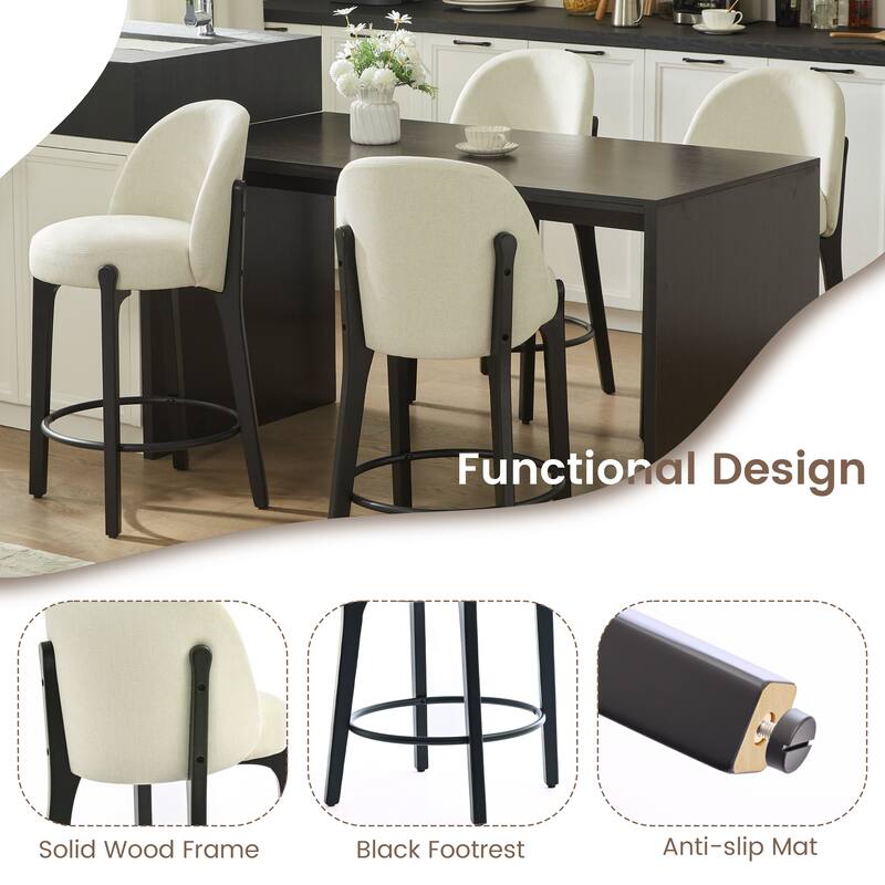 set of 4 Upholstered Counter Height Bar Stools