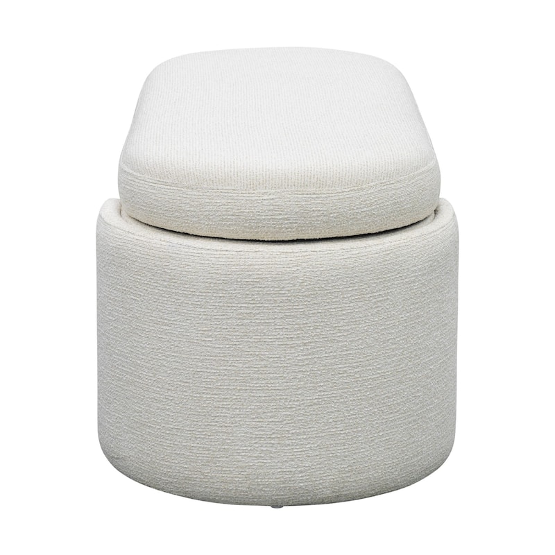 Martha Stewart Leslie Fully Upholstered Oval Storage Bench with Soft-Close Lid