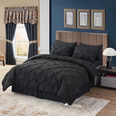 8-piece Pinch Pleated Bed-in-a-Bag Down Alternative Comforter Set