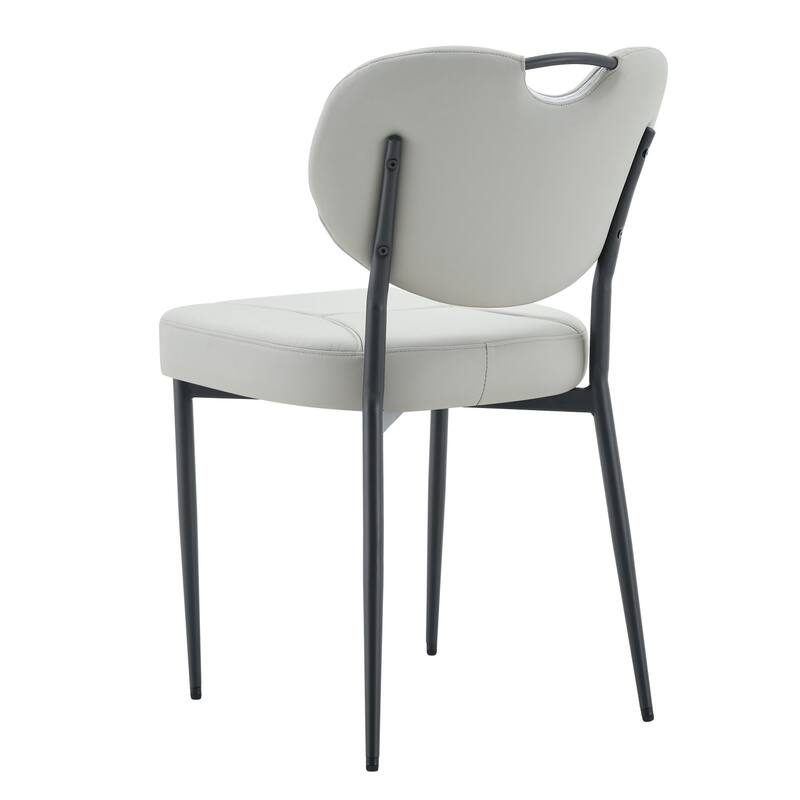 Set of 4, 20" PU Leather Upholstered Dining Chairs with Metal Legs