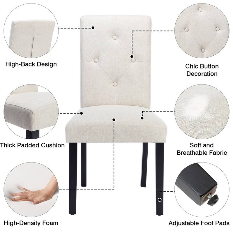 Javlergo Upholstered Dining Chairs Set of 4, Fabric or Faux Leather Dining Room Chair with Metal Legs