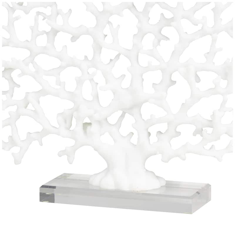 Resin Coral Decorative Sculpture with Clear Resin Base - White or Blue - Roche River Decor