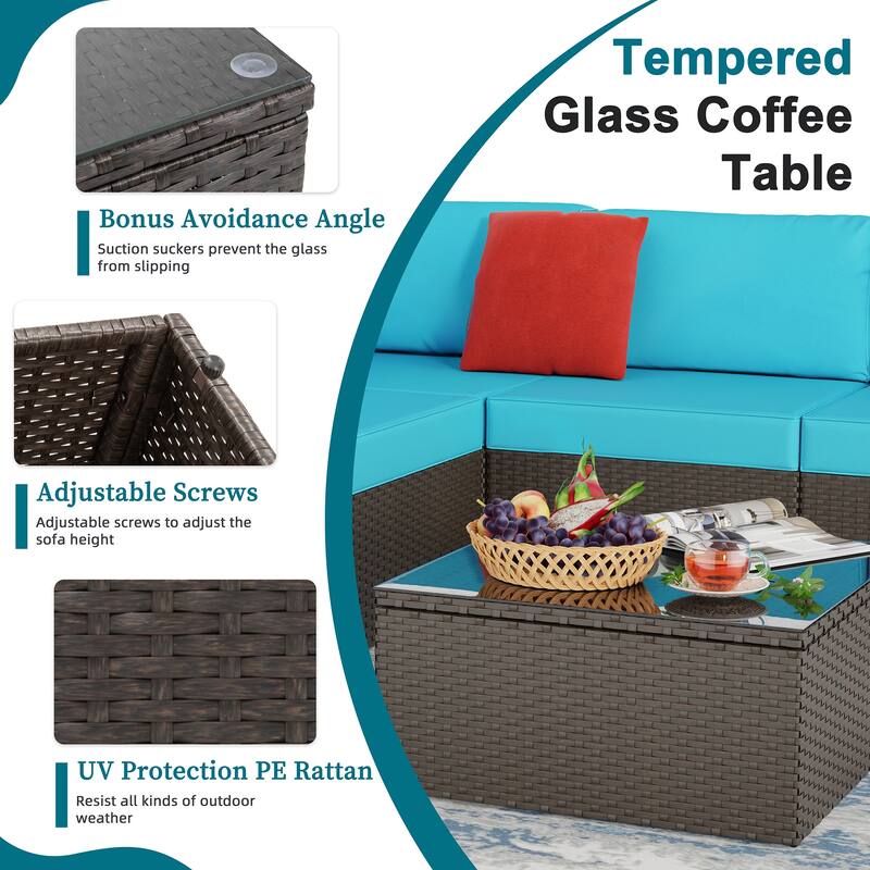 Futzca 6 Piece Patio Furniture Conversation Set with Pillow