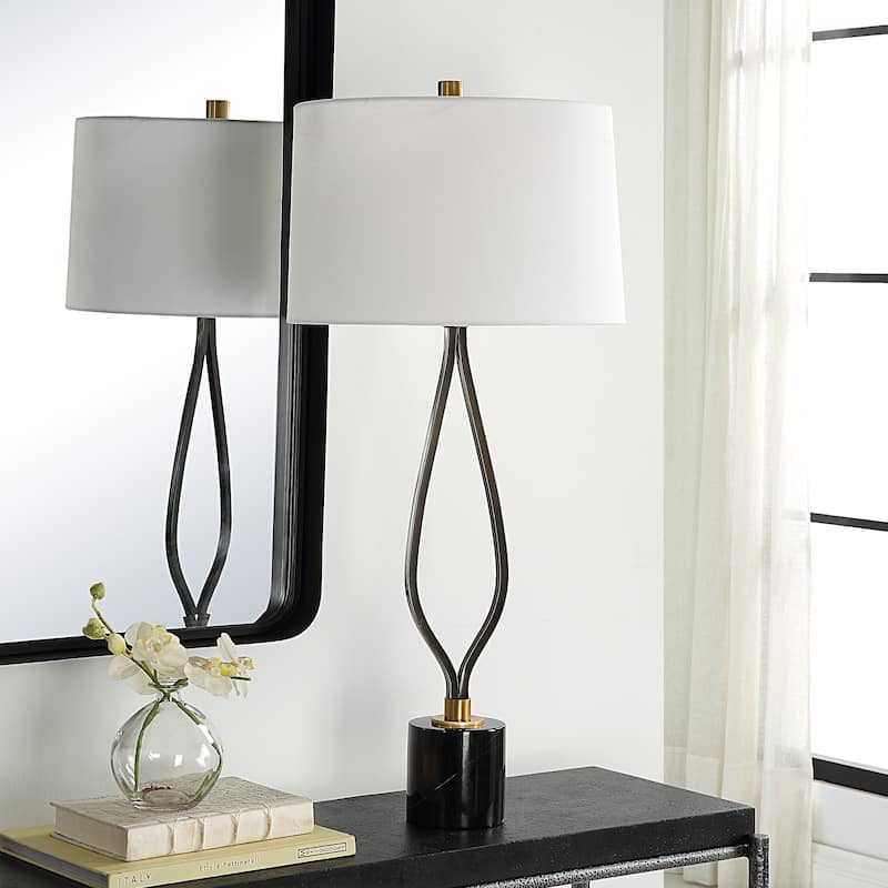 Uttermost Separate Paths Iron Table Lamp - 36"H,   Shade 11"H x 16" Dia.