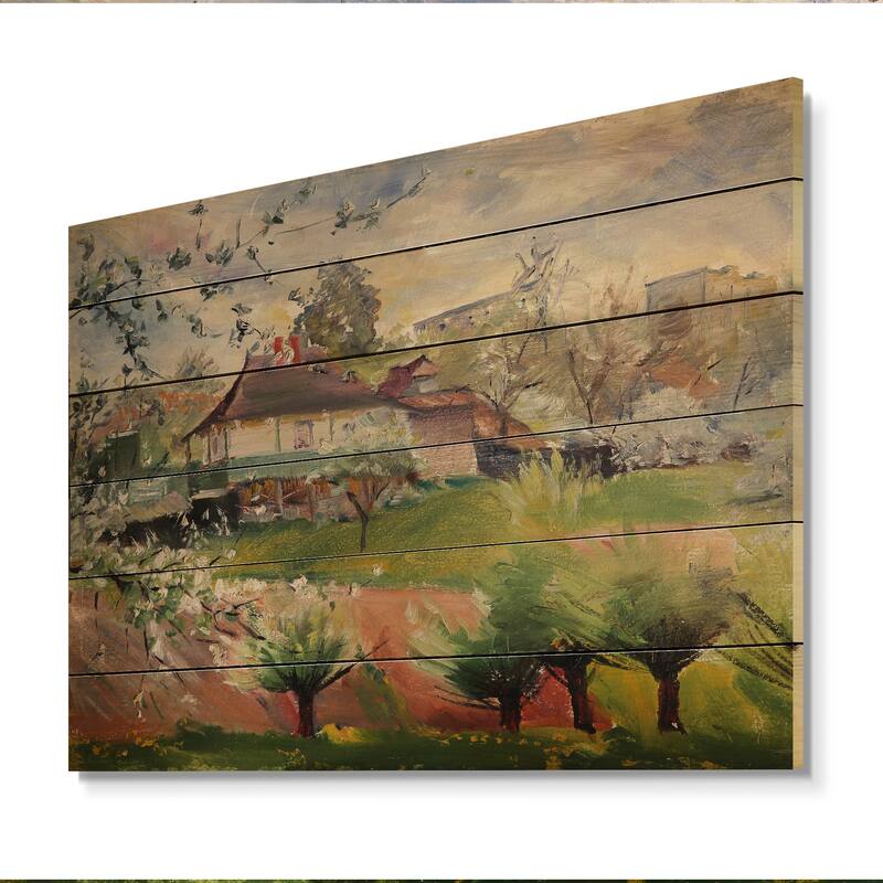 Designart 'Abstract House In Country' French Country Wood Wall Art