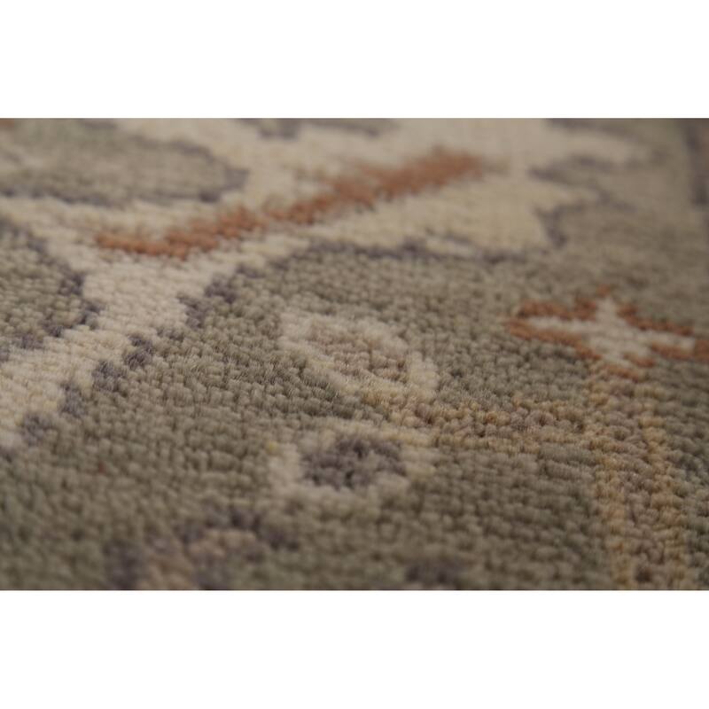 All-Over Oushak Indian Runner Rug Hand-Knotted Wool Carpet - 2'7"x 10'0"