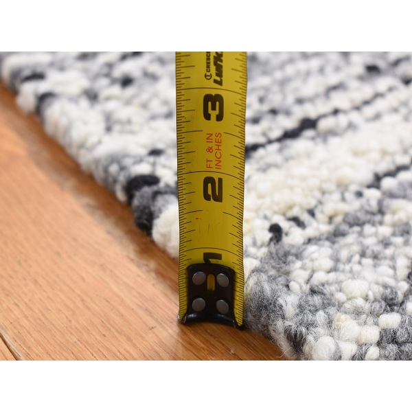 Shahbanu Rugs Ivory Wool Hand Woven Looped and Uncut Flat Weave Pile ...