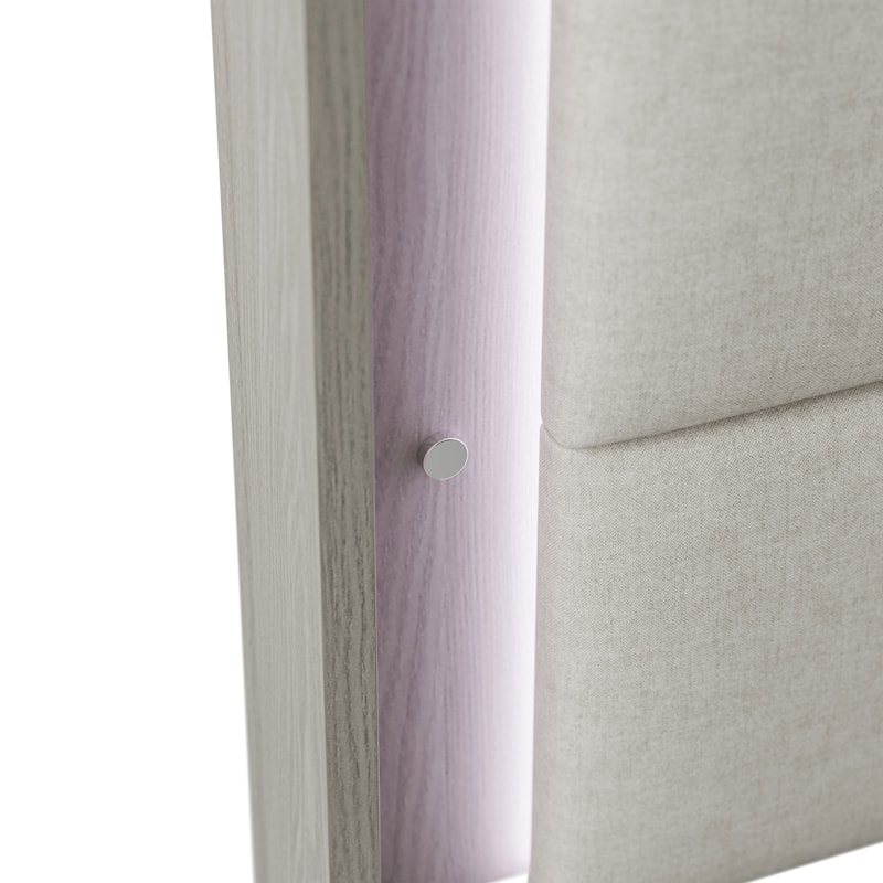 Furniture of America Thalia Modern Grey Wood Upholstered Panel Bed with LED on Headboard