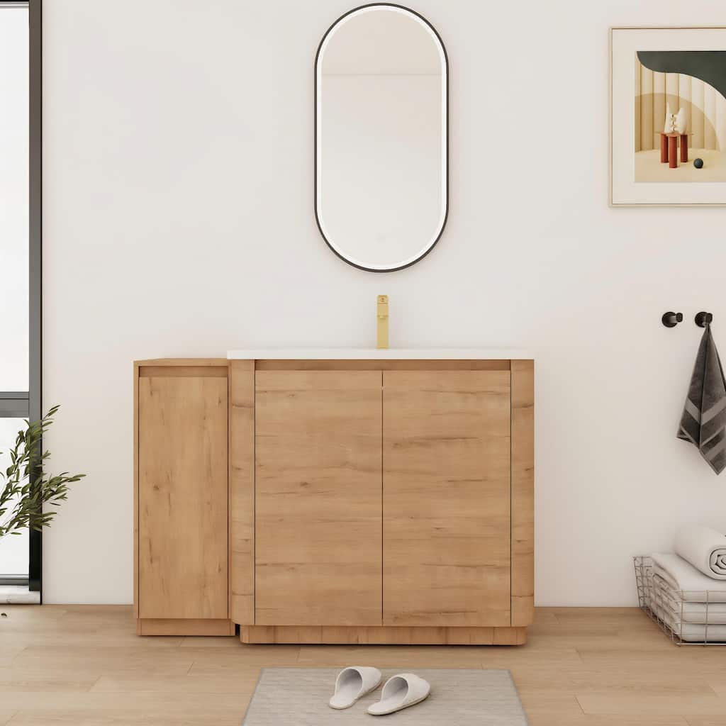 Bathroom Vanity With Sink In 36/40/48/52/60/64/84/92 Inch, Freestanding Bathroom Vanity With Doors and Adjustable Shelf