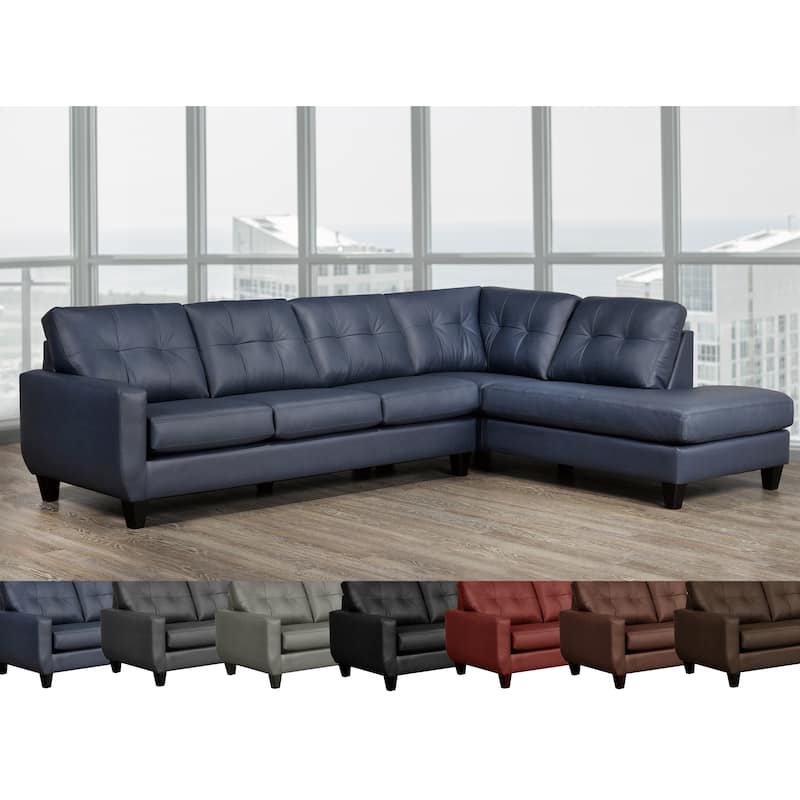 Gibson Top-Grain Leather Tufted Sectional Sofa