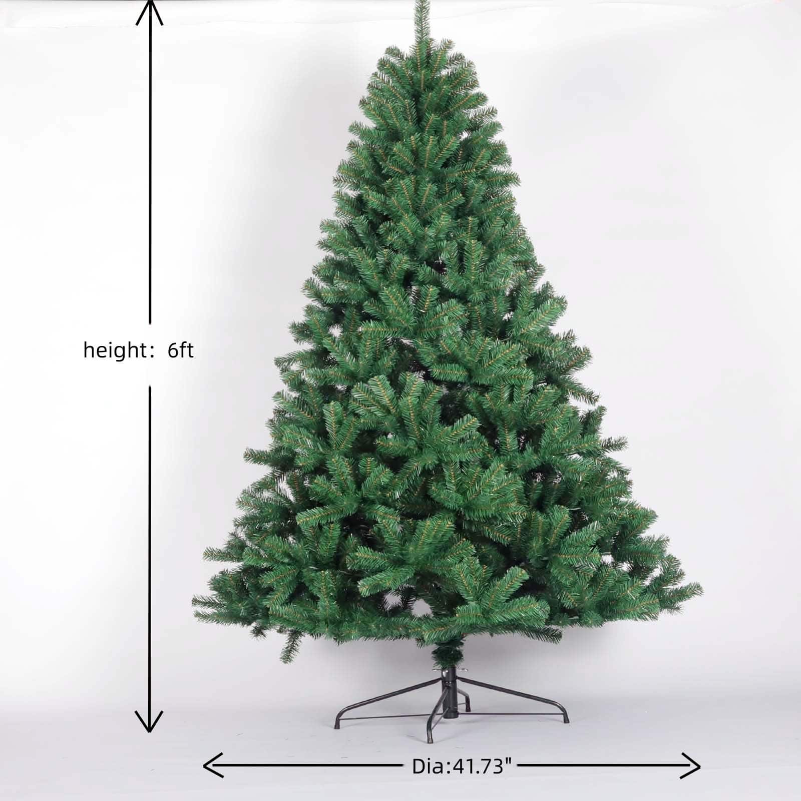6ft Artificial Christmas Tree Full Natural Spruce PVC Fir Tree Foldable ...