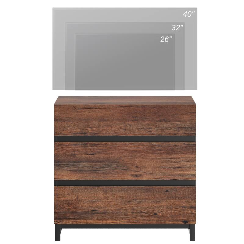 WAMPAT Modern TV Stand with Drawers and Metal Base
