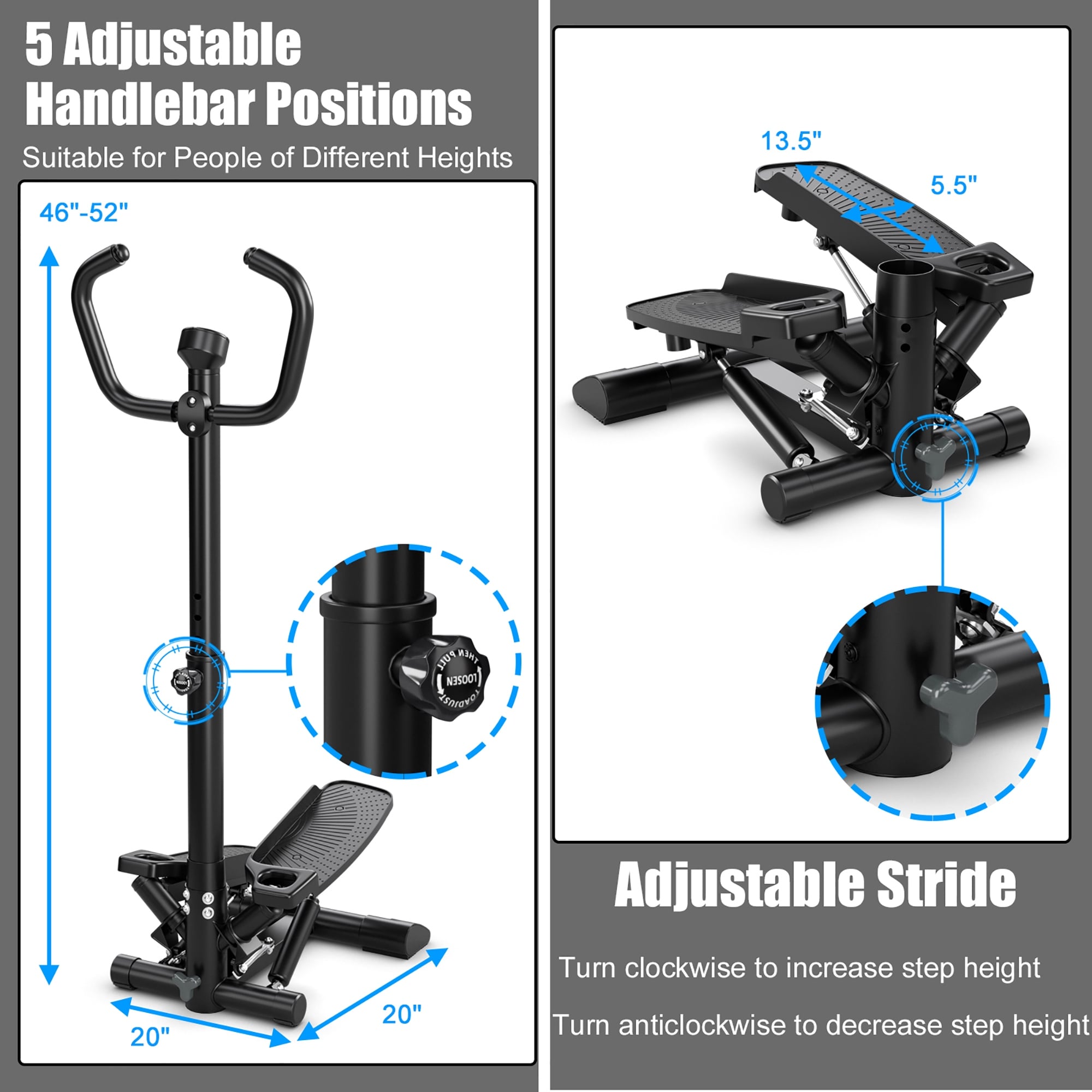 Goplus Twist Stair Stepper Machine W Handlebar Monitor Resistance 20 x 20 x 52 Bed Bath Beyond 34241641