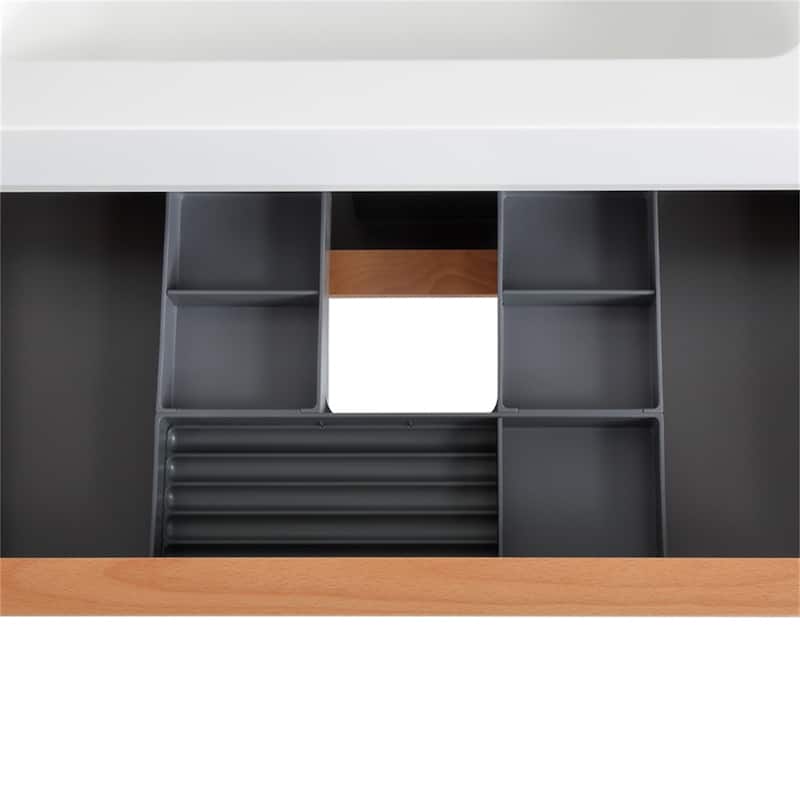 30" Wall Mounted Bathroom Vanity with Integrated Acrylic Sink, 2 Soft-Close Drawers