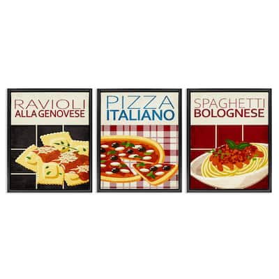 Stupell Classic Italian Pasta Meals Framed Floater Canvas Wall Art Design By Kim Allen (Set of 3)