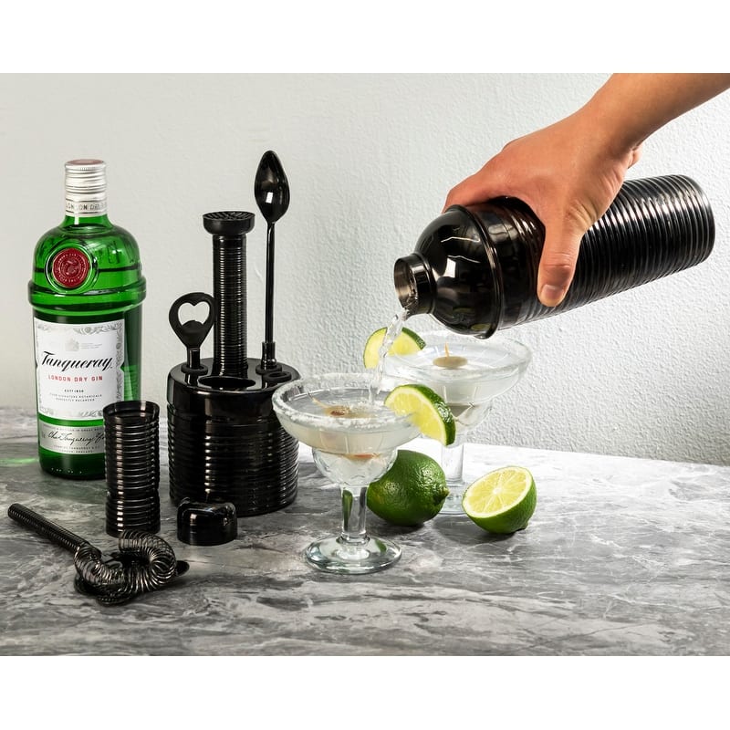 French Home 7-Piece Black Barware Set