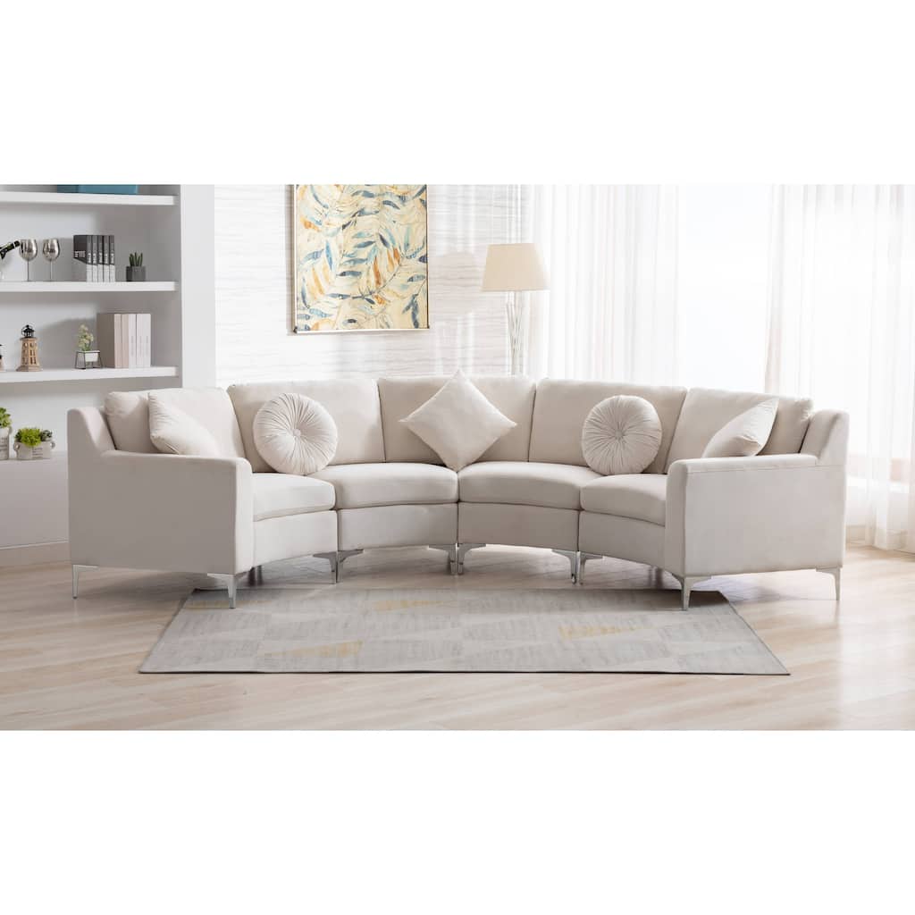 136'' Velvet Semicircle couch Modular Curve Sectional Sofa
