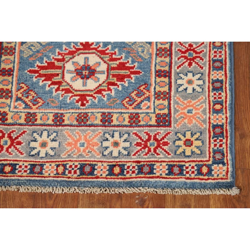 Traditional Kazak Rug Handmade Blue Oriental Wool Carpet - 2'0"x 3'0"