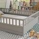 preview thumbnail 10 of 12, Full-Size Floor Bed Frame with Tall Safety Guardrails and Access Door Play