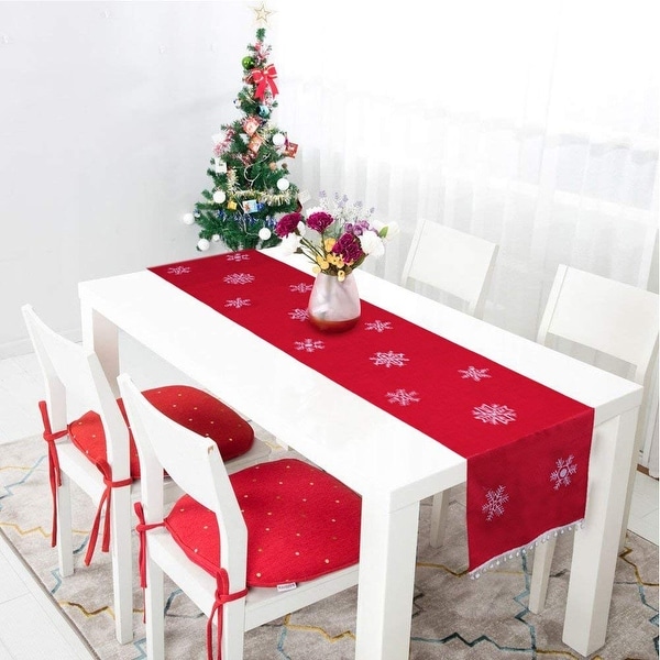 White xmas table runner