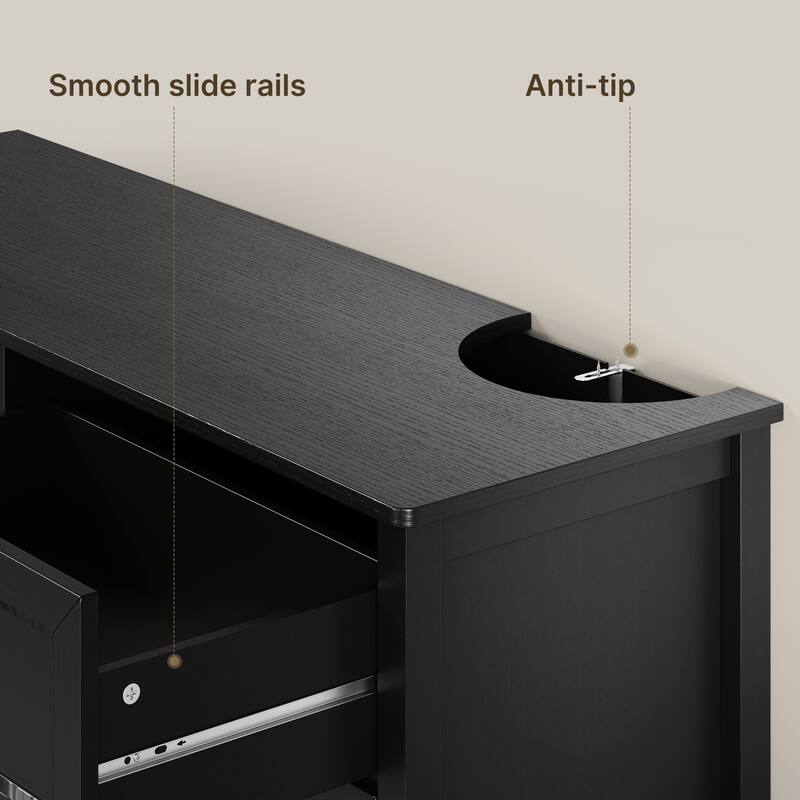 43.3" W 6 Drawer Dresser, Wood Storage Closet Dressers Chest of Drawers for Bedroom