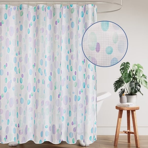 slide 2 of 8, Painter Dots Texture Shower Curtain 72"Wx72"L - Blue/Green