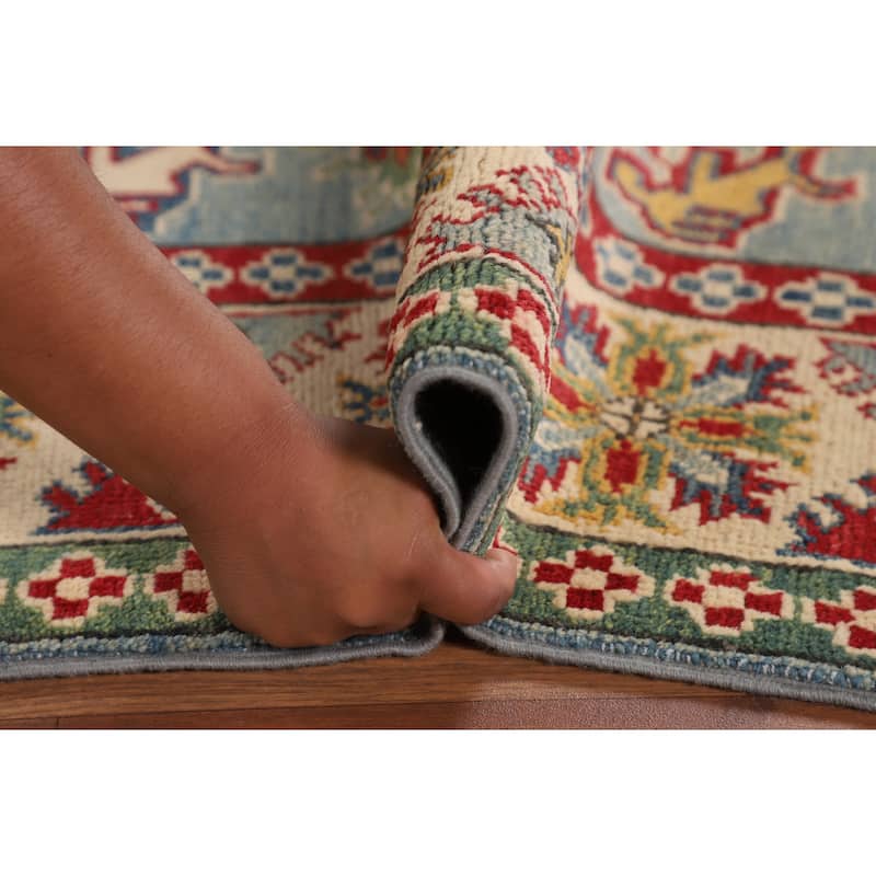 Light Blue Kazak Oriental Area Rug Handmade Bedroom Wool Carpet - 4'10" x 6'5"