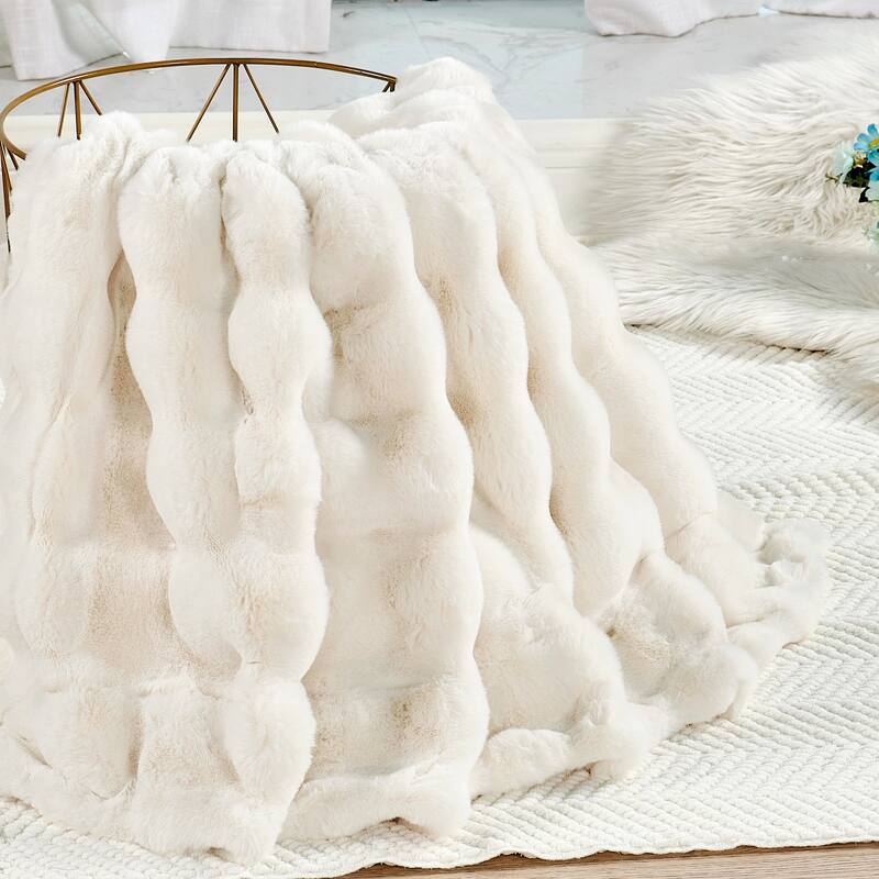 Home Soft Things Bubble Textured FauxFur Throw Cozy Soft Blankets