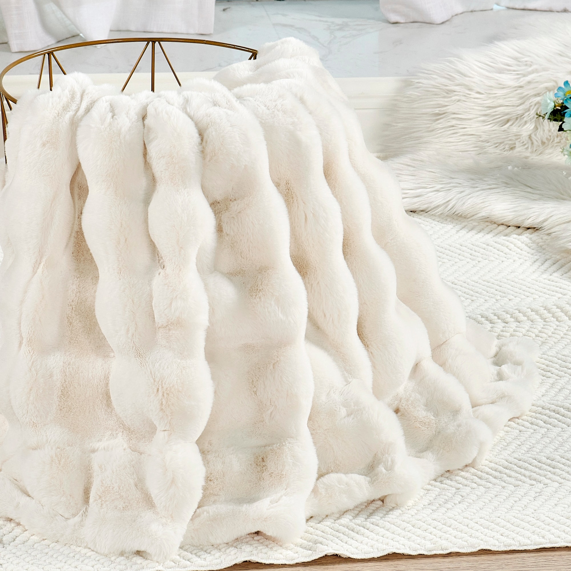 Home Soft Things Super Soft Fluffy Textured FauxFur Throw Blanket On Sale Bed Bath Beyond 38437676