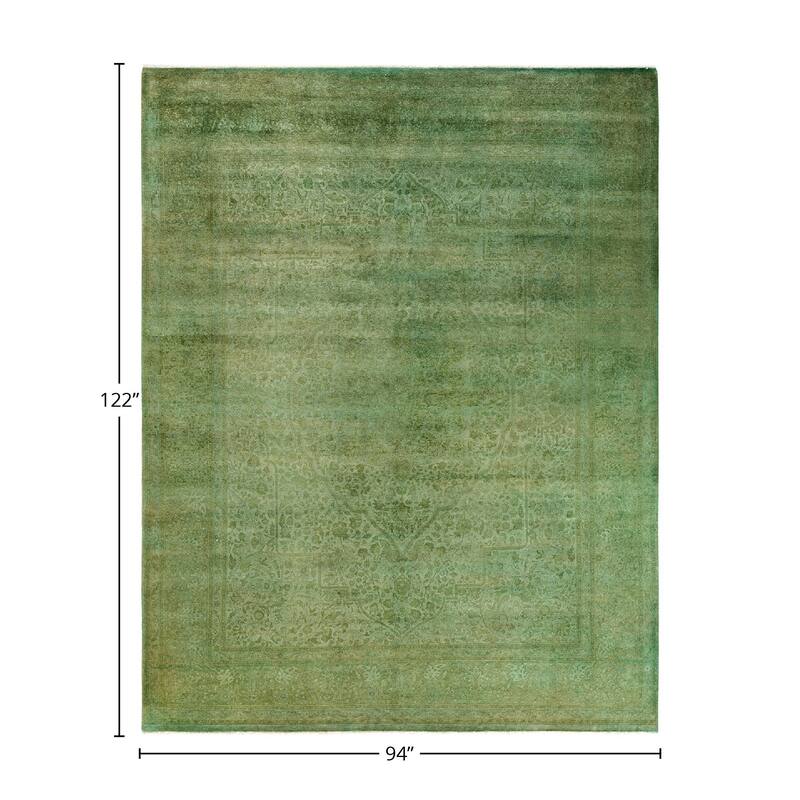 Fine Vibrance, One-of-a-Kind Hand-Knotted Area Rug - Green, 7' 10" x 10' 2" - 7' 10" x 10' 2"
